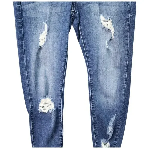 Kancan Denim Jeans Womens 9/28 Blue Stretchy Cotton Distressed Zip Fly Casual - Picture 3 of 12